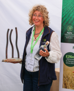 Claire holding her award